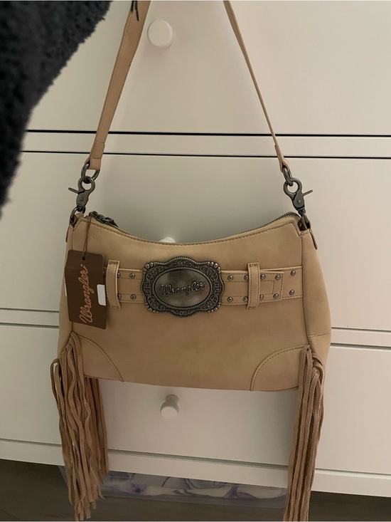 Wrangler Handbags - Wrangler Buckle and Fringe Satchel Bag